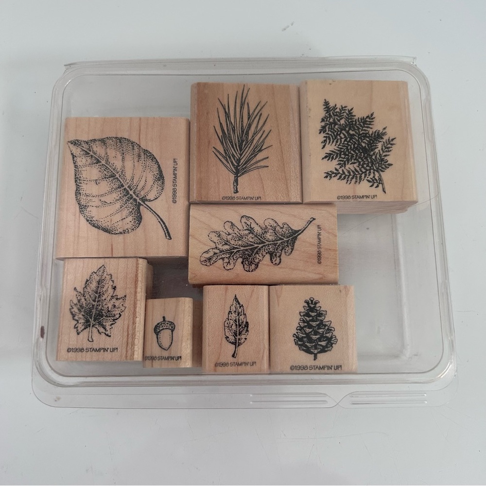 Stampin’ Up! 1998 8 pcs wood stamps - LEAVES & Cones